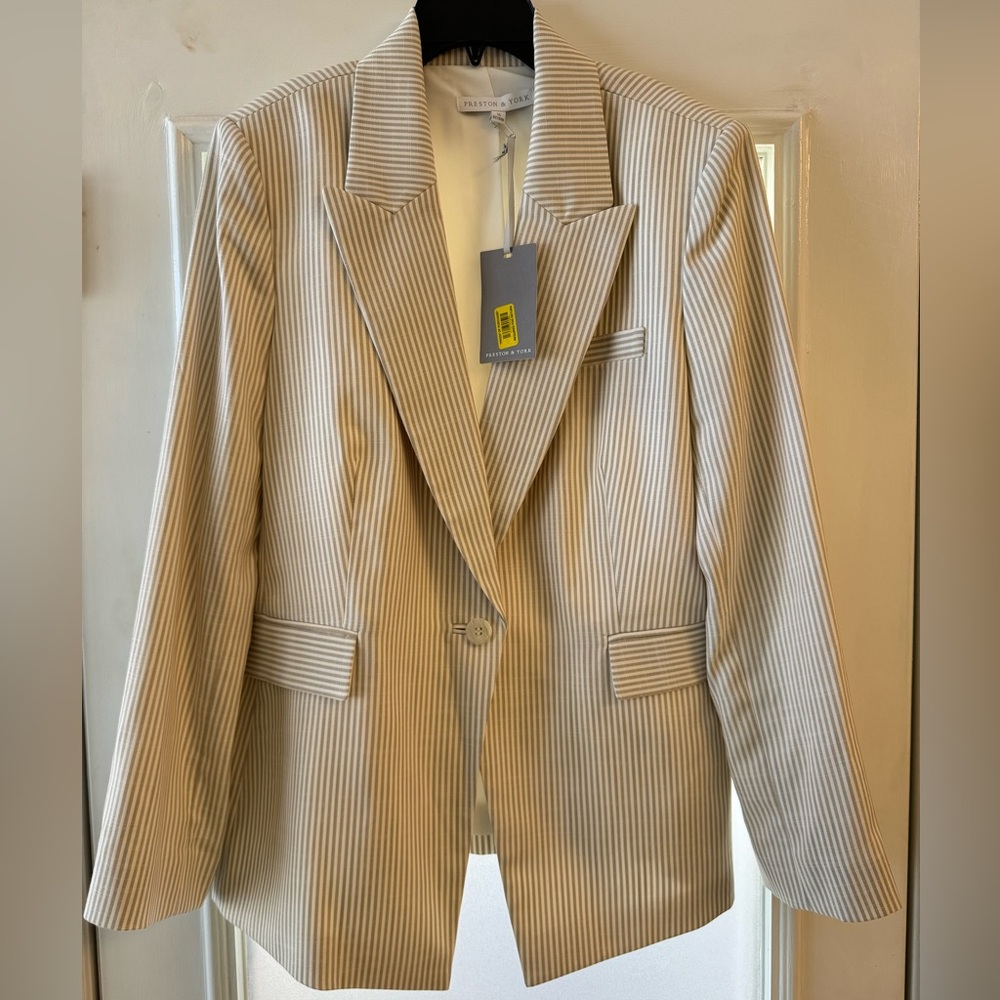 Preston & York Beige & White Striped Jacket